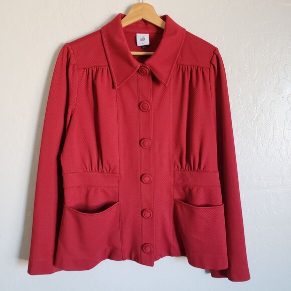 Cabi 3906 Spencer Snap Front Blazer Jacket Red Women's Large Work Career Holiday - Picture 1 of 11